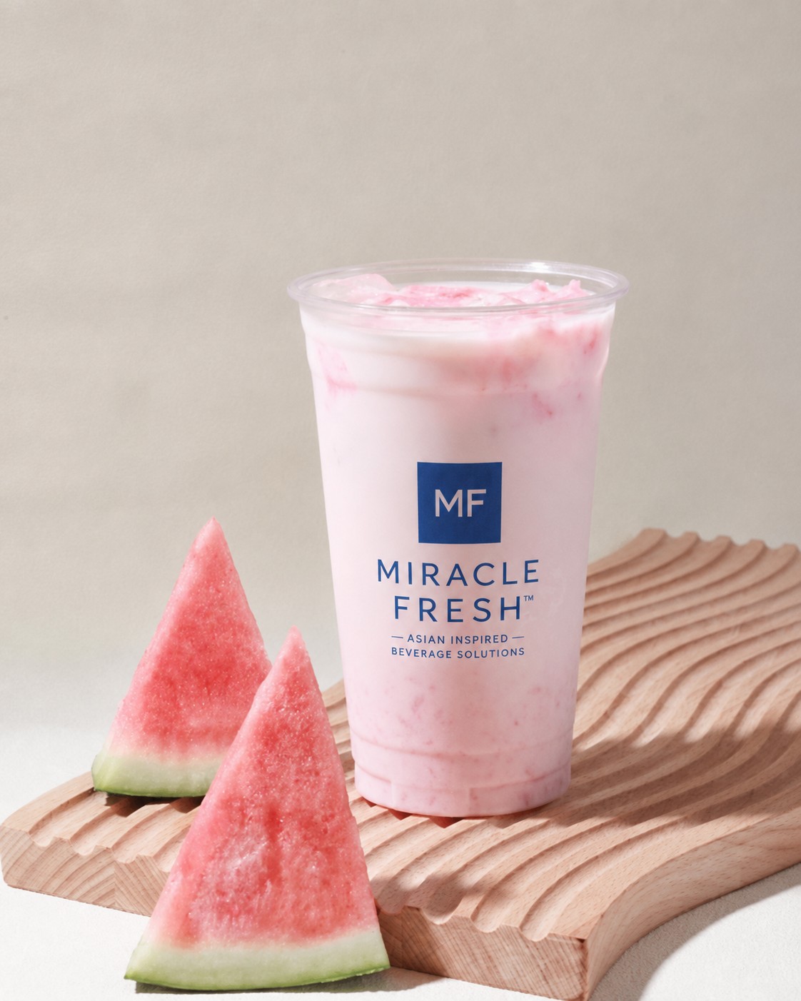 Fresh watermelon coconut drink with jasmine tea